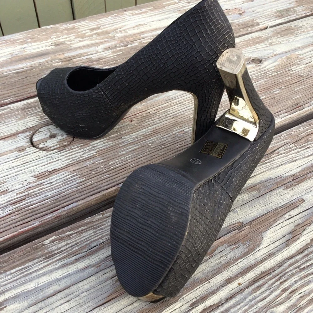 Sexy BlackPeep Toe Women Water Proof Platform Pump size 44
